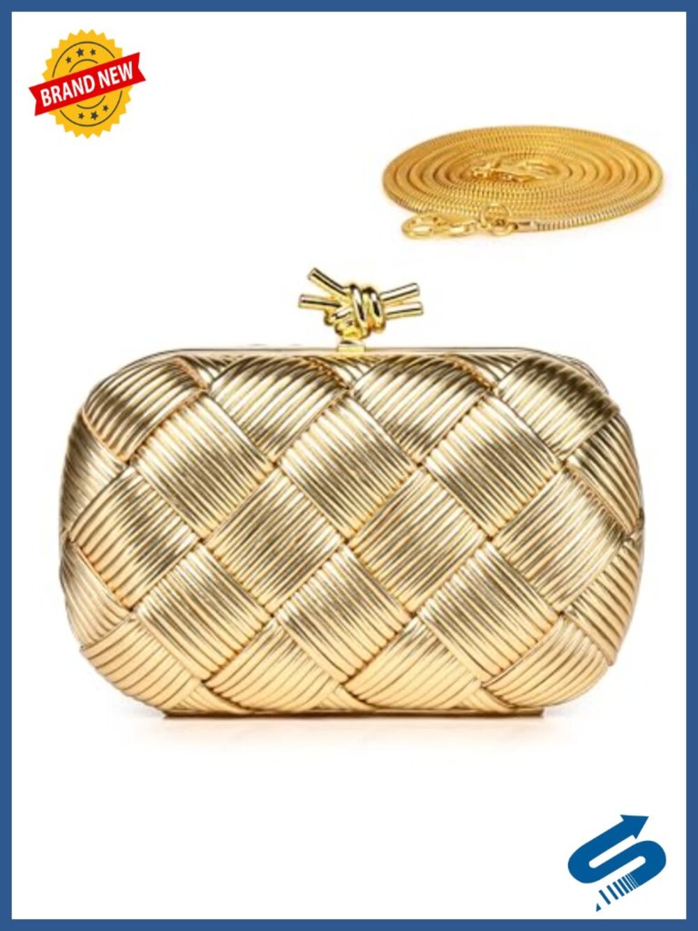 Labair Woven Clutch Crossbody Vegan Leather Detachable Chain